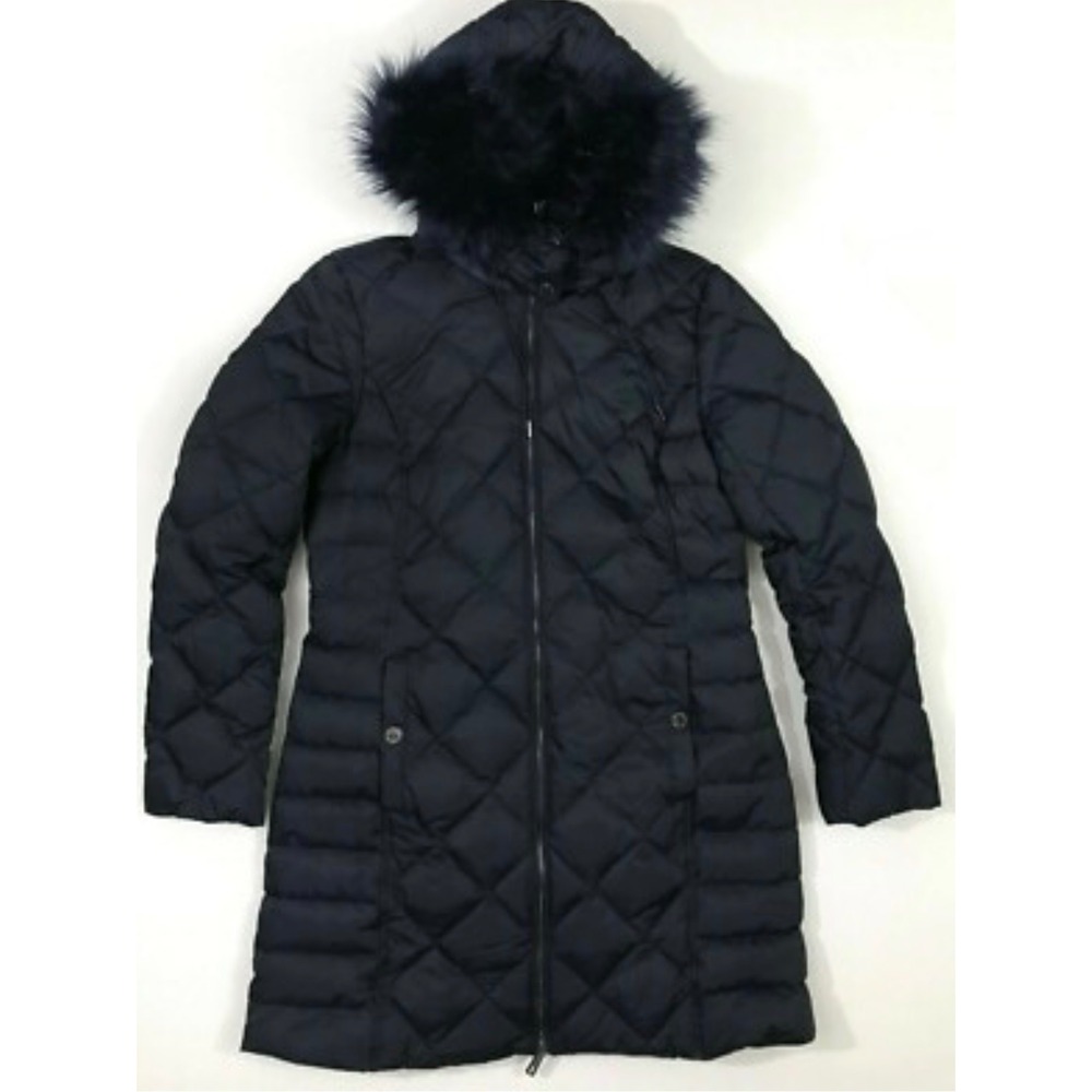 Kenneth Cole Reaction Women's Puffer Coat Winter‎ Quilted Faux Fur Hooded Small